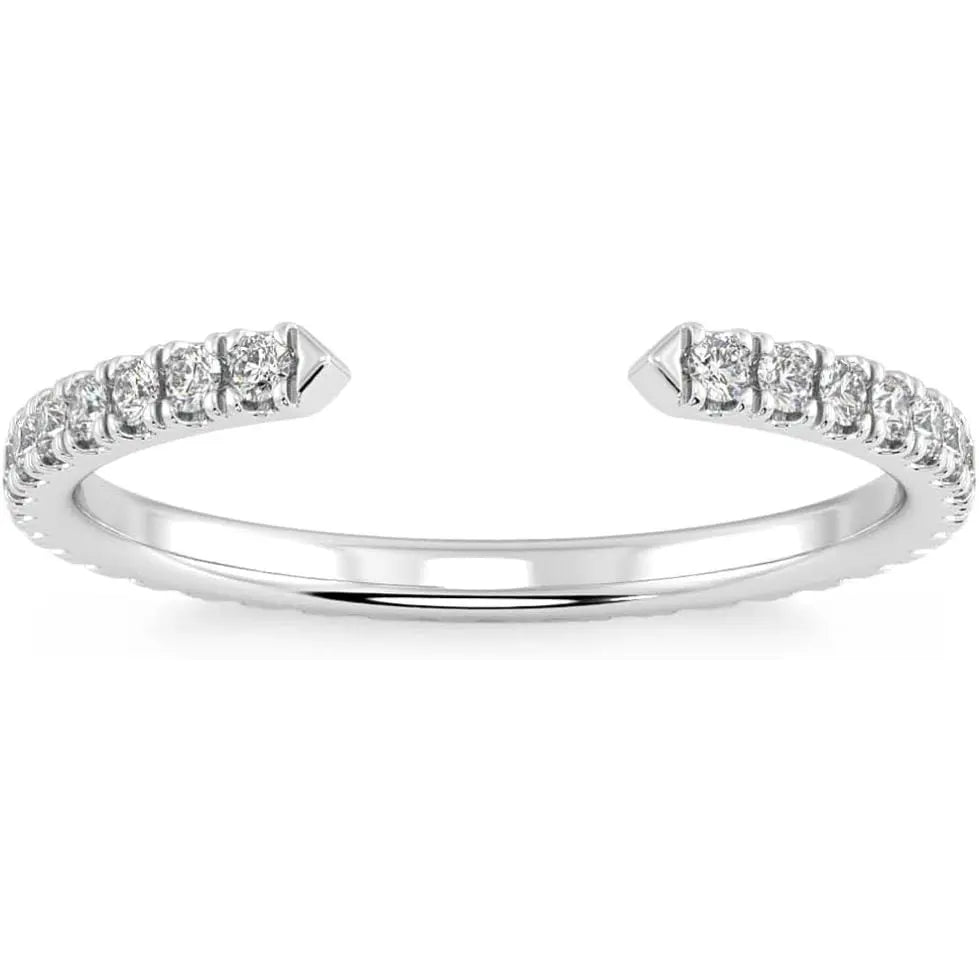 1/2Ct Pave Diamond Open Wedding Ring 14k Gold Stackable Band Lab Grown - Size 7 - Future Jewelry