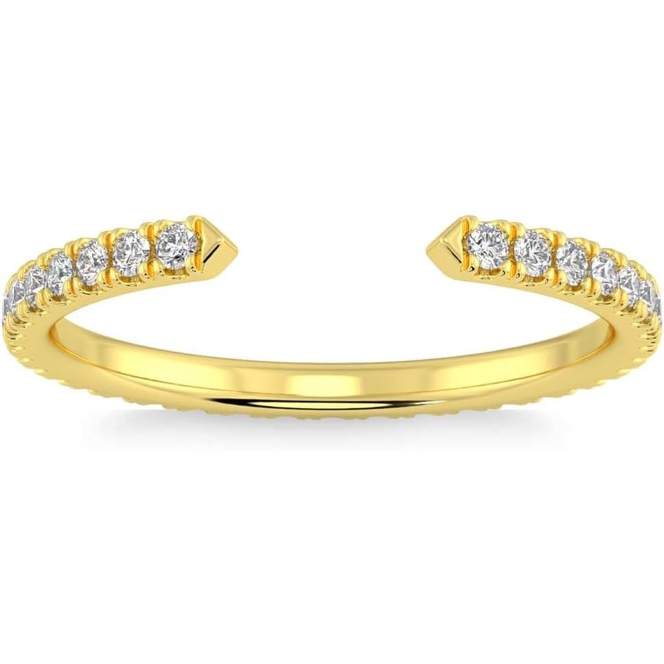 1/2Ct Pave Diamond Open Wedding Ring 14k Gold Stackable Band Lab Grown - Size 7 - Future Jewelry