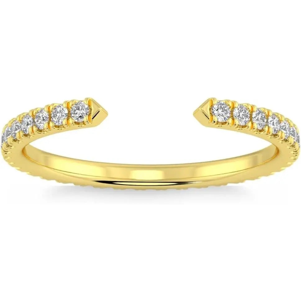1/2Ct Pave Diamond Open Wedding Ring 14k Gold Stackable Band Lab Grown - Size 7 - Future Jewelry
