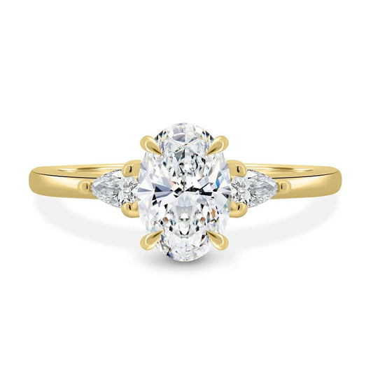 1.30 Carat Oval Lab Grown Diamond Ring IGI 18K Yellow Gold - Future Jewelry