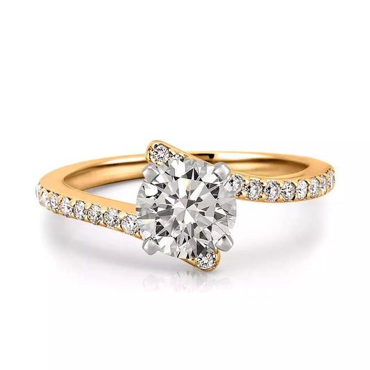 1.30 Carat Round Lab Grown Diamond Ring IGI 14K Yellow Gold - Future Jewelry