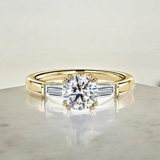 1.30 Carat Round Lab Grown Diamond Ring IGI 18K Yellow Gold - Future Jewelry