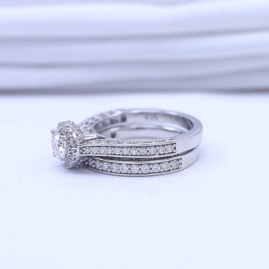 1.33 Carat Halo Vintage Style Diamond Bridal Set Ring - Future Jewelry