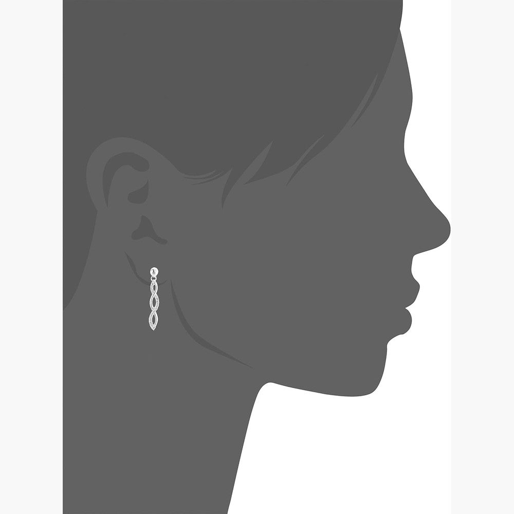1/4 cttw Diamond Infinity Dangle Earrings .925 Sterling Silver 1 Inch Push Backs - Future Jewelry
