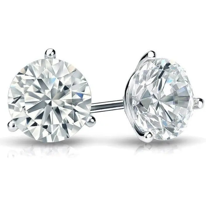 1/4 to 1 1/4 Carat Lab Grown Diamond Round Stud Earrings for Women in 14k Gold 3 - Prong Martini Setting Screw Back Studs - Future Jewelry
