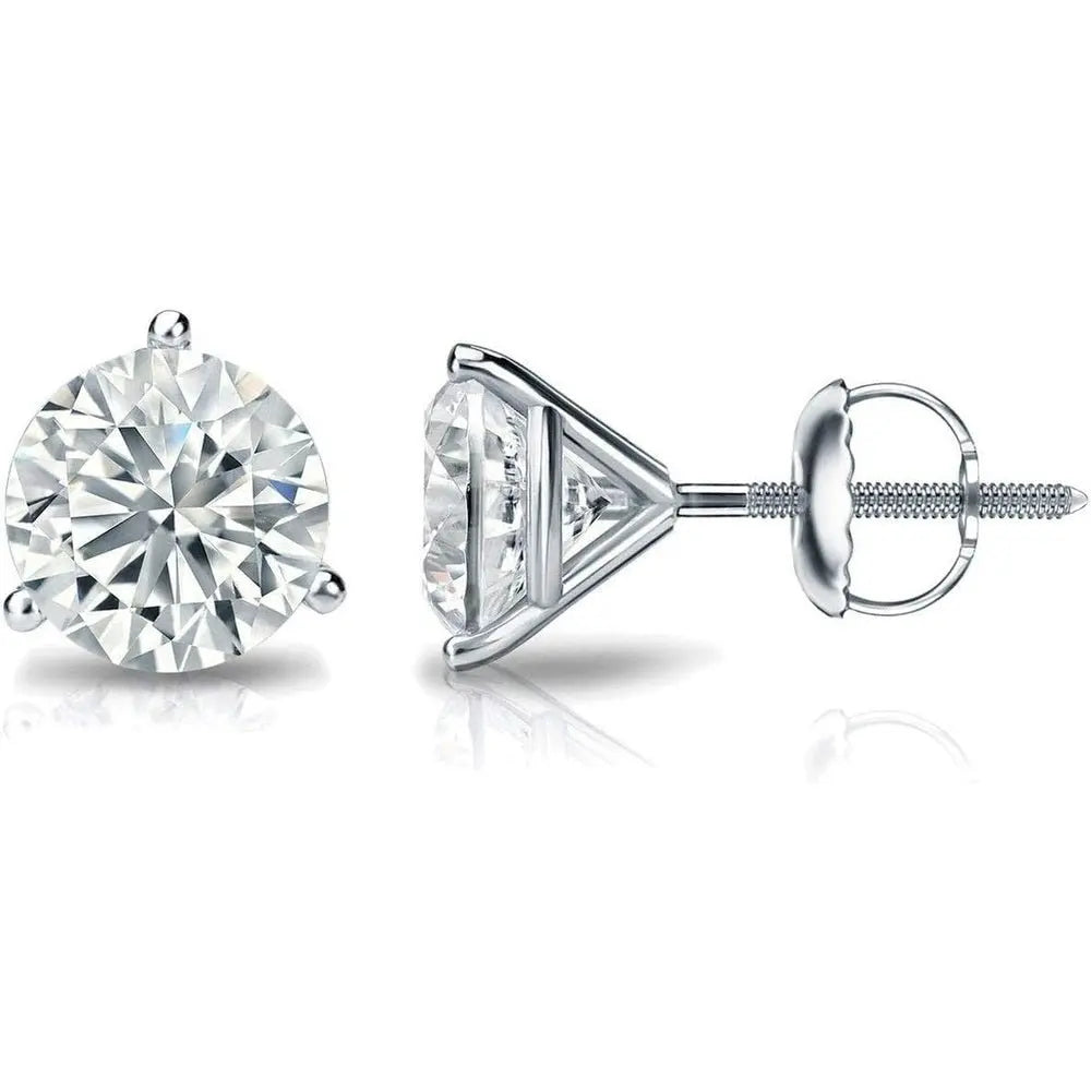 1/4 to 1 1/4 Carat Lab Grown Diamond Round Stud Earrings for Women in 14k Gold 3 - Prong Martini Setting Screw Back Studs - Future Jewelry
