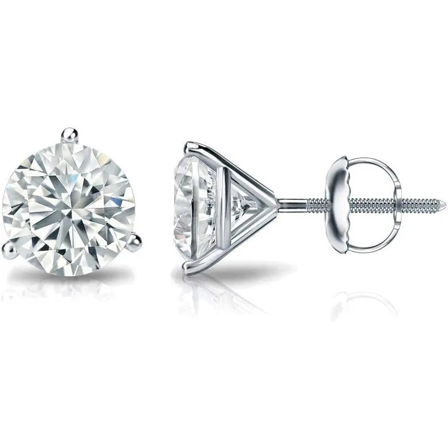 1/4 to 1 1/4 Carat Lab Grown Diamond Round Stud Earrings for Women in 14k Gold 3 - Prong Martini Setting Screw Back Studs - Future Jewelry