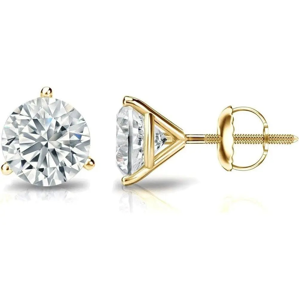 1/4 to 1 1/4 Carat Lab Grown Diamond Round Stud Earrings for Women in 14k Gold 3 - Prong Martini Setting Screw Back Studs - Future Jewelry