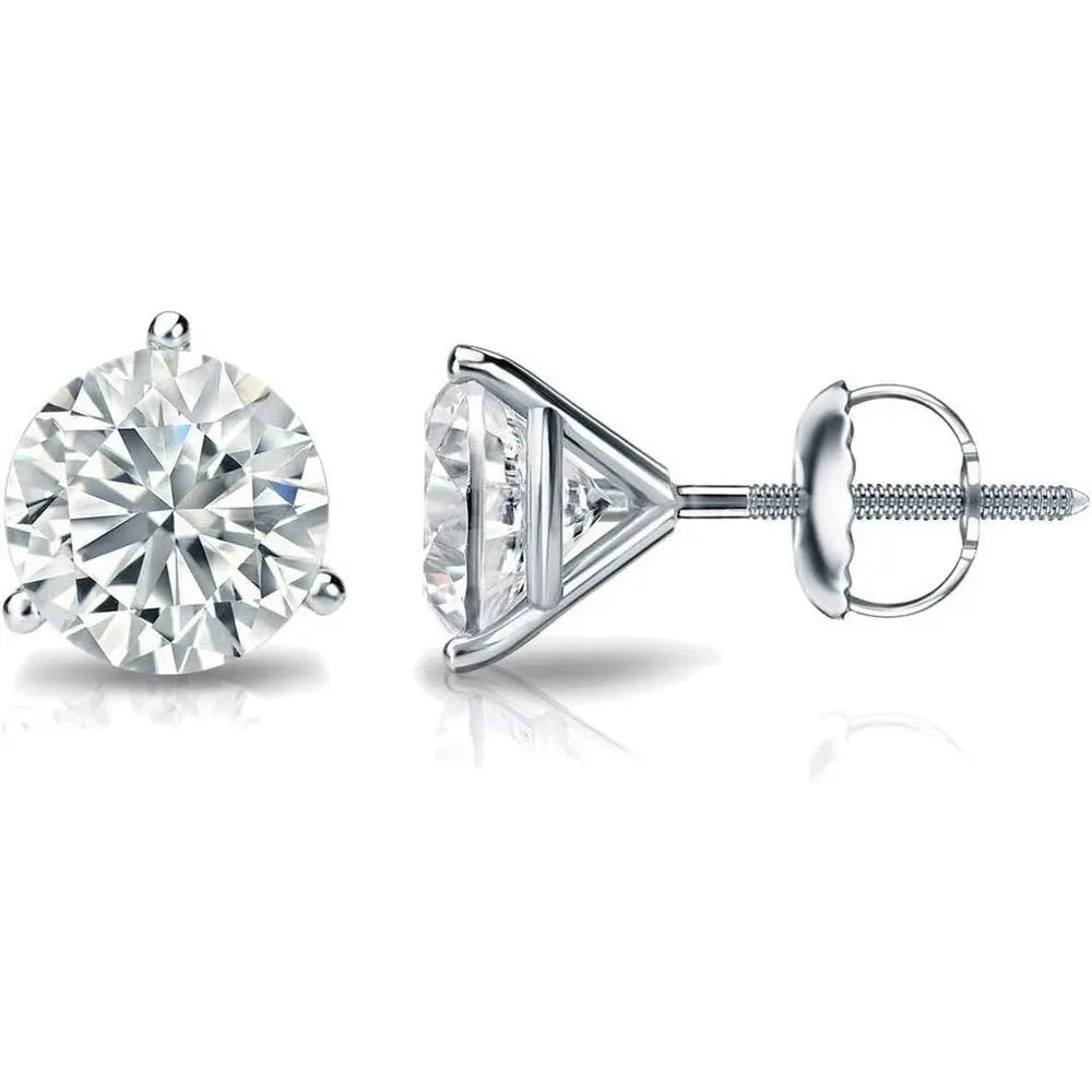 1/4 to 1 1/4 Carat Lab Grown Diamond Round Stud Earrings for Women in 14k Gold 3 - Prong Martini Setting Screw Back Studs - Future Jewelry