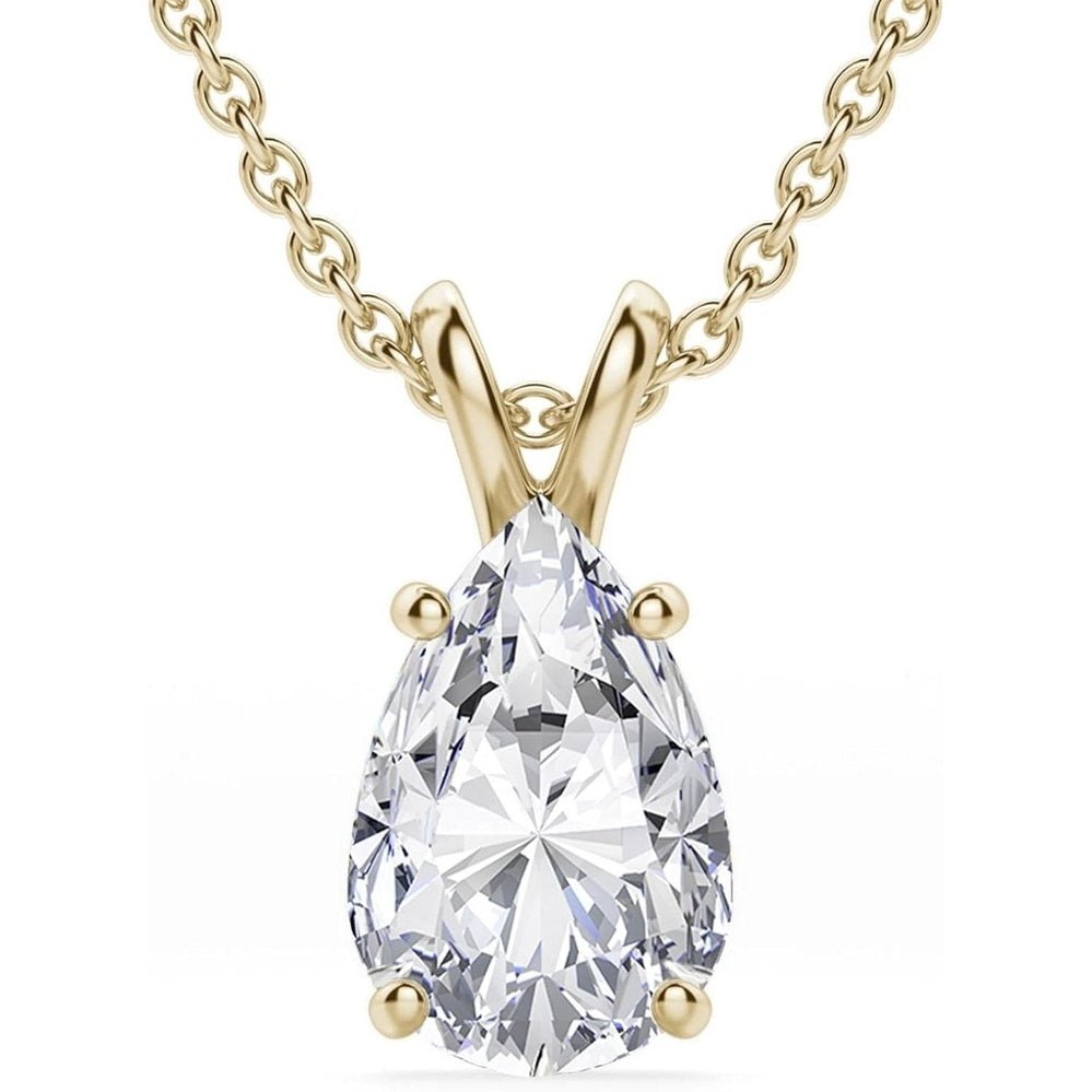 14K Gold 1/2 - 5 Carat LAB GROWN Diamond Solitaire Pendant IGI Certified 4 Prong Diamond Pendant Necklace - Future Jewelry