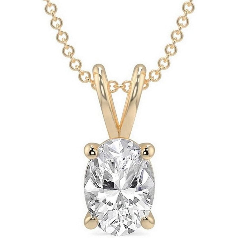 14K Gold 1/2 - 5 Carat LAB GROWN Diamond Solitaire Pendant IGI Certified 4 Prong Diamond Pendant Necklace - Future Jewelry