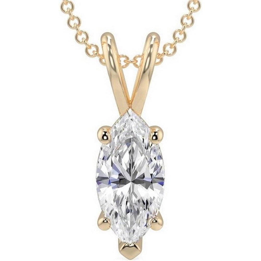 14K Gold 1/2 - 5 Carat LAB GROWN Diamond Solitaire Pendant IGI Certified 4 Prong Diamond Pendant Necklace - Future Jewelry