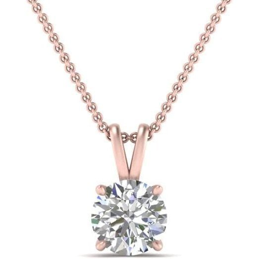 14K Gold 1/2 - 5 Carat LAB GROWN Diamond Solitaire Pendant IGI Certified 4 Prong Diamond Pendant Necklace - Future Jewelry