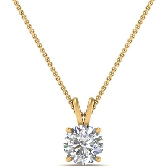 14K Gold 1/2 - 5 Carat LAB GROWN Diamond Solitaire Pendant IGI Certified 4 Prong Diamond Pendant Necklace - Future Jewelry