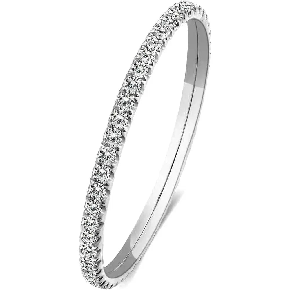 14k Solid Gold Petite Full Diamond Eternity Band Ring for women, 0.32~0.36ct,DEF VS~VVS,Wedding,No fading, No allergies,Lab grown Diamond - Future Jewelry