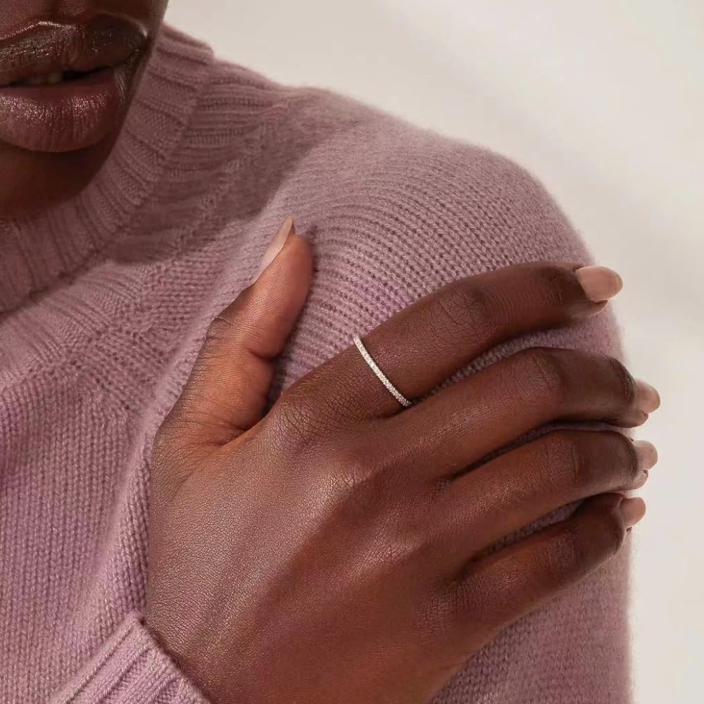 14k Solid Gold Petite Full Diamond Eternity Band Ring for women, 0.32~0.36ct,DEF VS~VVS,Wedding,No fading, No allergies,Lab grown Diamond - Future Jewelry