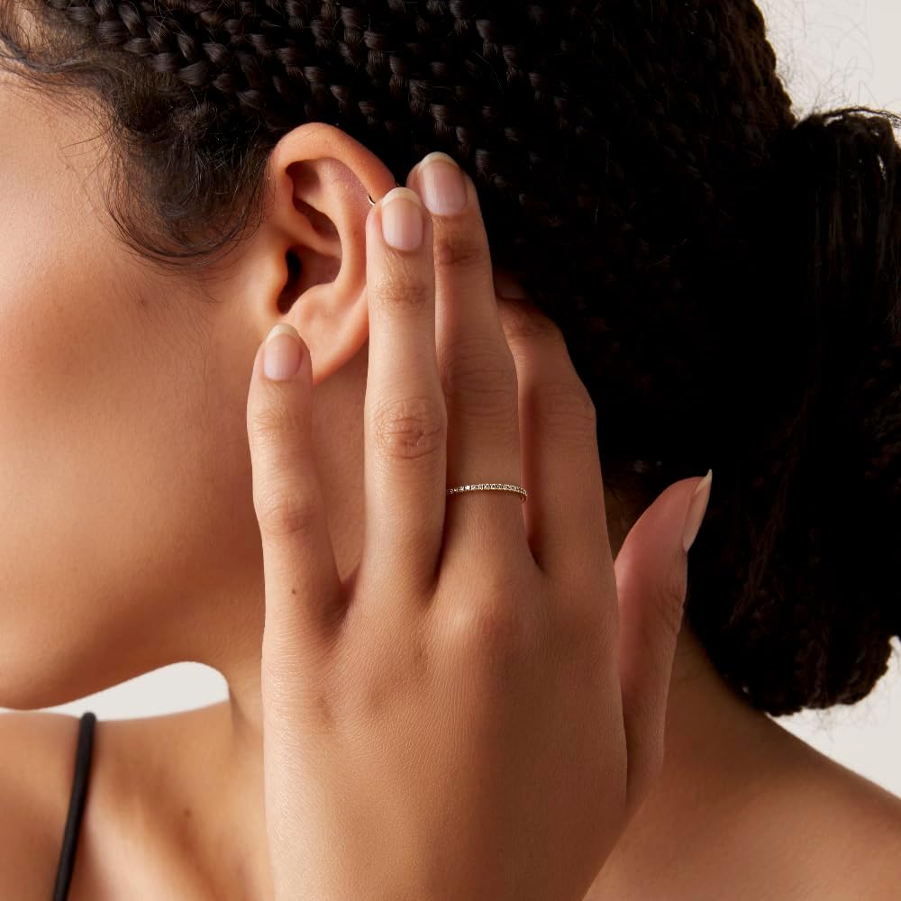 14k Solid Gold Petite Full Diamond Eternity Band Ring for women, 0.32~0.36ct,DEF VS~VVS,Wedding,No fading, No allergies,Lab grown Diamond - Future Jewelry