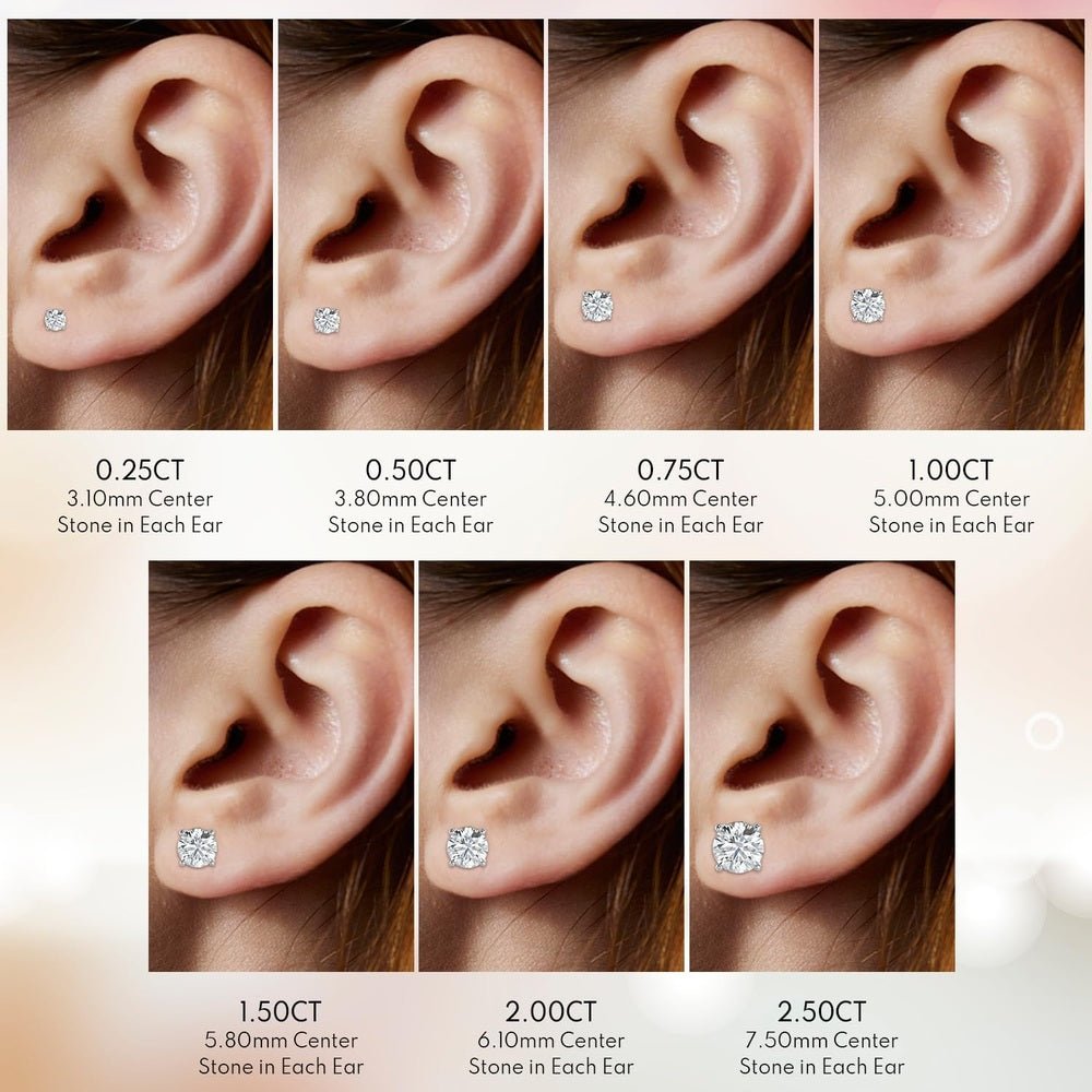 14K White & Yellow Gold Lab Grown Round Cut Diamond Stud Earrings for Men Women, (1/2cttw - 4cttw), 4 - Prong Screw Back, VS Clarity EF Color, Gift for Weddings, Anniversaries, Valentine's Day - Future Jewelry