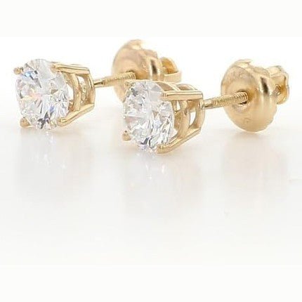 14K White & Yellow Gold Lab Grown Round Cut Diamond Stud Earrings for Men Women, (1/2cttw - 4cttw), 4 - Prong Screw Back, VS Clarity EF Color, Gift for Weddings, Anniversaries, Valentine's Day - Future Jewelry