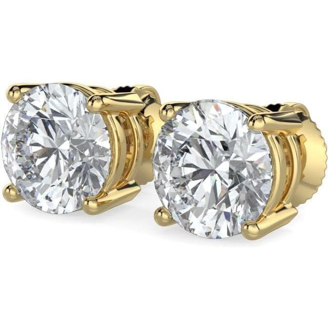 14K White & Yellow Gold Lab Grown Round Cut Diamond Stud Earrings for Men Women, (1/2cttw - 4cttw), 4 - Prong Screw Back, VS Clarity EF Color, Gift for Weddings, Anniversaries, Valentine's Day - Future Jewelry