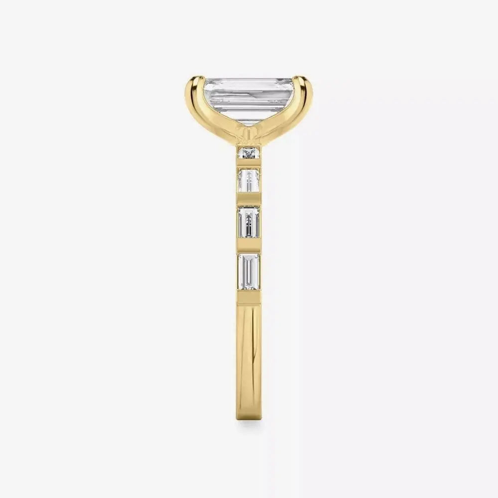 14k Yellow Gold 3 Carat Emerald - Cut Diamond Engagement Ring - Future Jewelry