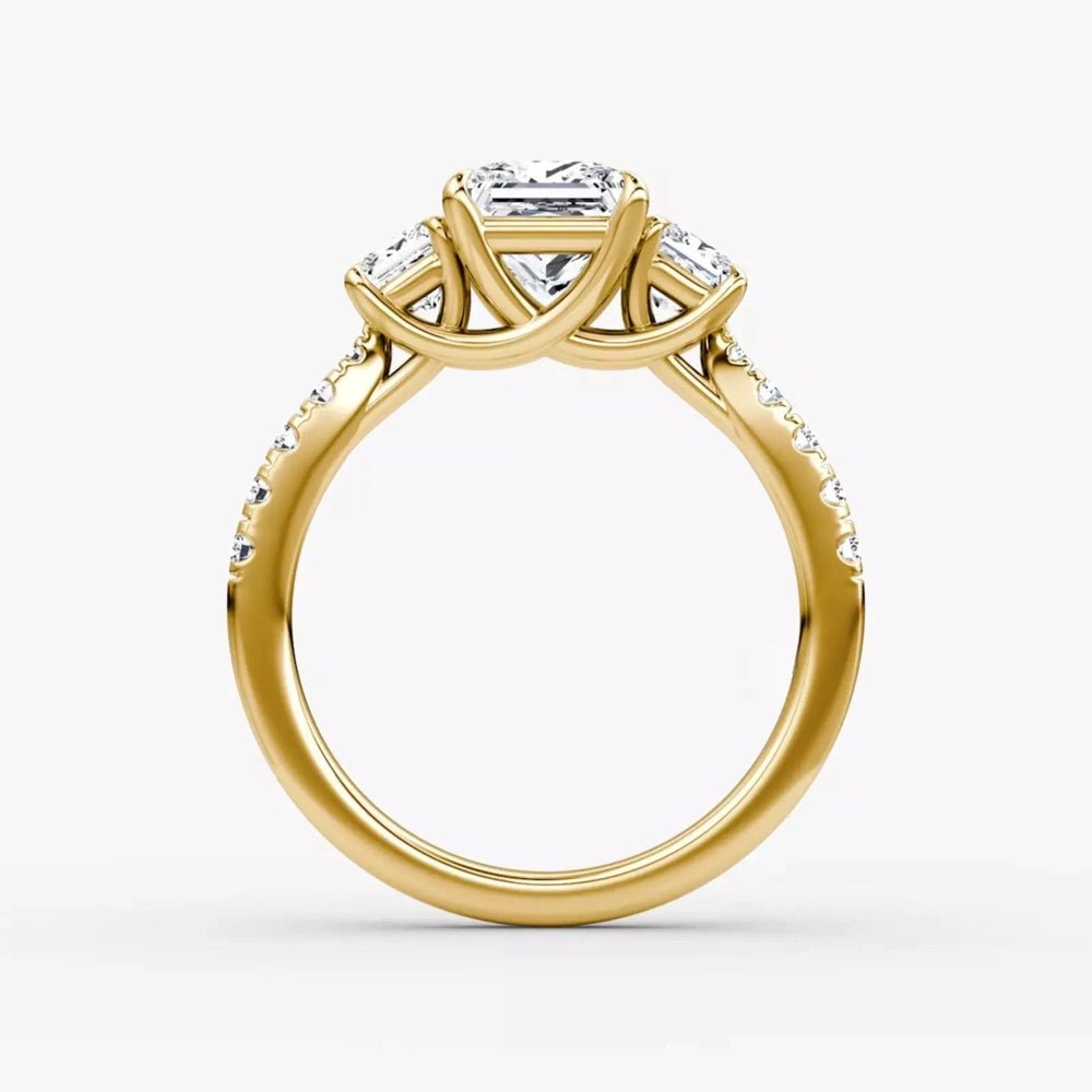 14k Yellow Gold 3 Carat Princess Cut Three - Stone Diamond Engagement Ring - Future Jewelry