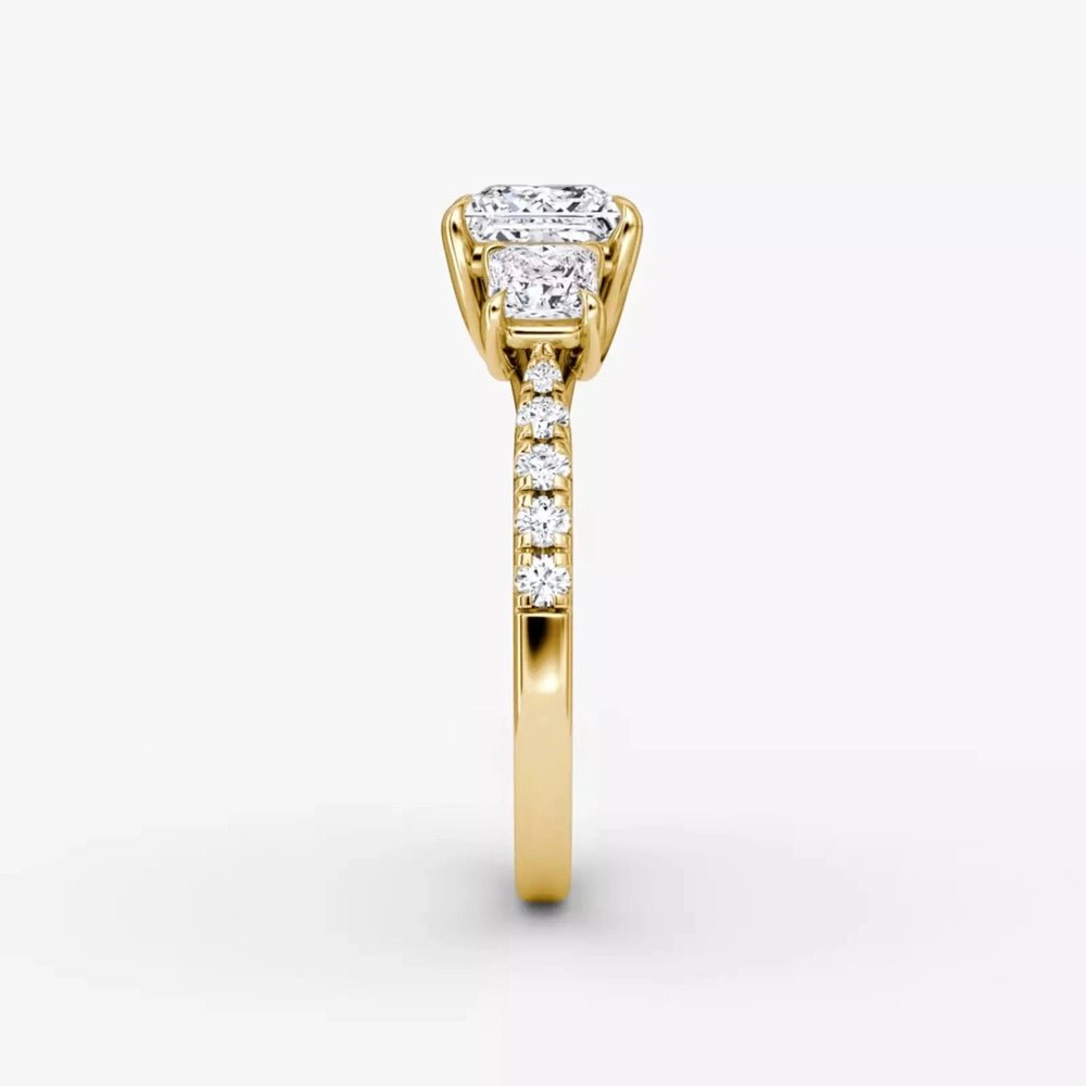 14k Yellow Gold 3 Carat Princess Cut Three - Stone Diamond Engagement Ring - Future Jewelry