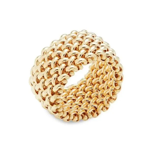 Classic Italian Design - 14K or 18K Yellow Gold Textured Ring - Future Jewelry