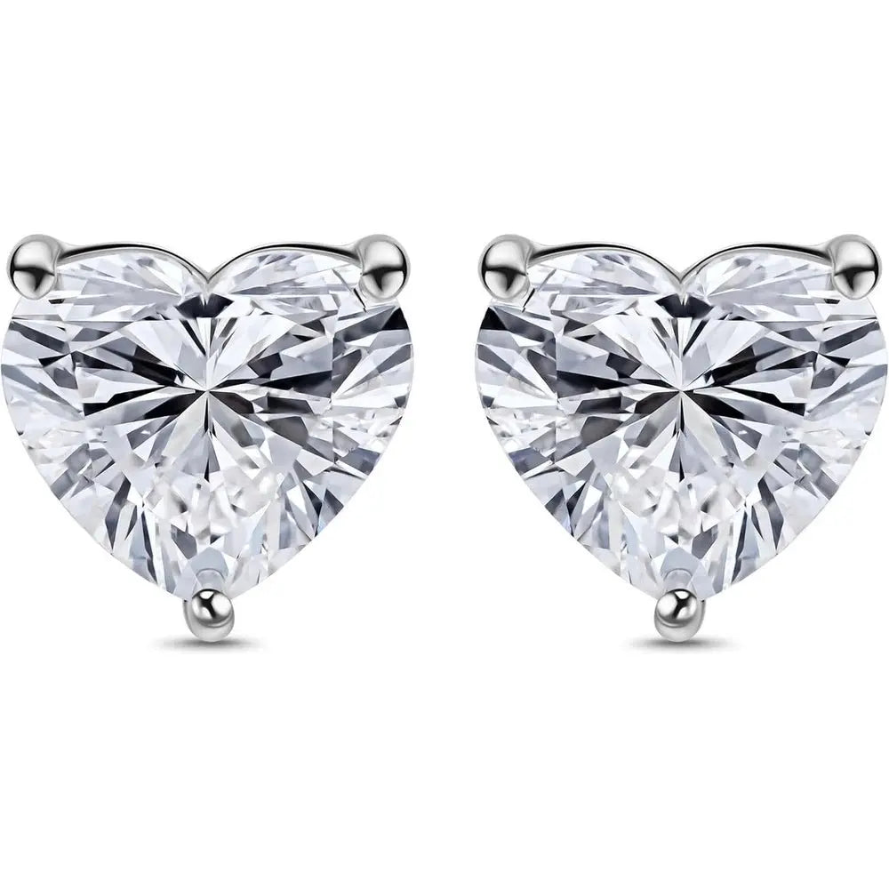 14K Yellow or White Gold Stud Earrings Heart Shaped Lab Grown Diamond/Lab Grown Blue Sapphire/Lab Grown Emerald Stud Earrings - Future Jewelry