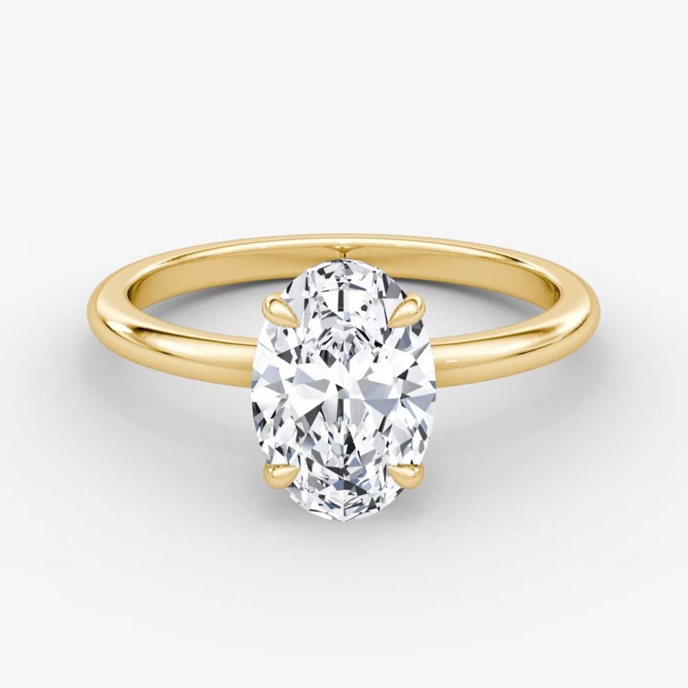1.50 Carat Oval Lab Grown Diamond Ring IGI 18K Yellow Gold - Future Jewelry