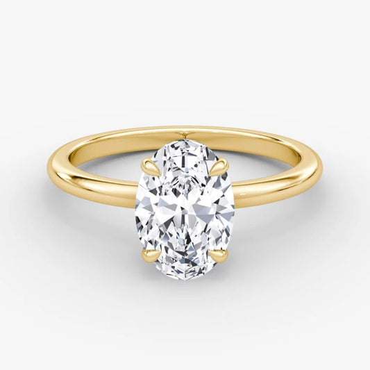 1.50 Carat Oval Lab Grown Diamond Ring IGI 18K Yellow Gold - Future Jewelry