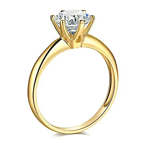 2 Carat Total Weight Round Lab Diamond Ring 14K Yellow Gold - Future Jewelry
