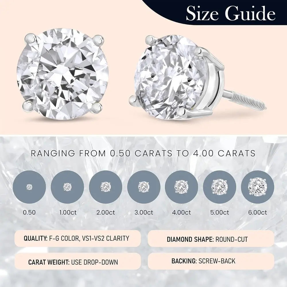 1–6 Carat Lab Grown Diamond Stud Earrings 4 - Prong Set - Future Jewelry