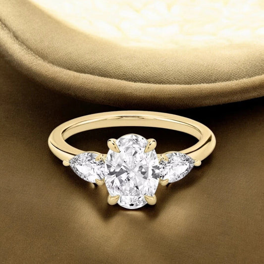 1.70 Carat Oval Lab Grown Diamond Ring IGI 18K Yellow Gold - Future Jewelry