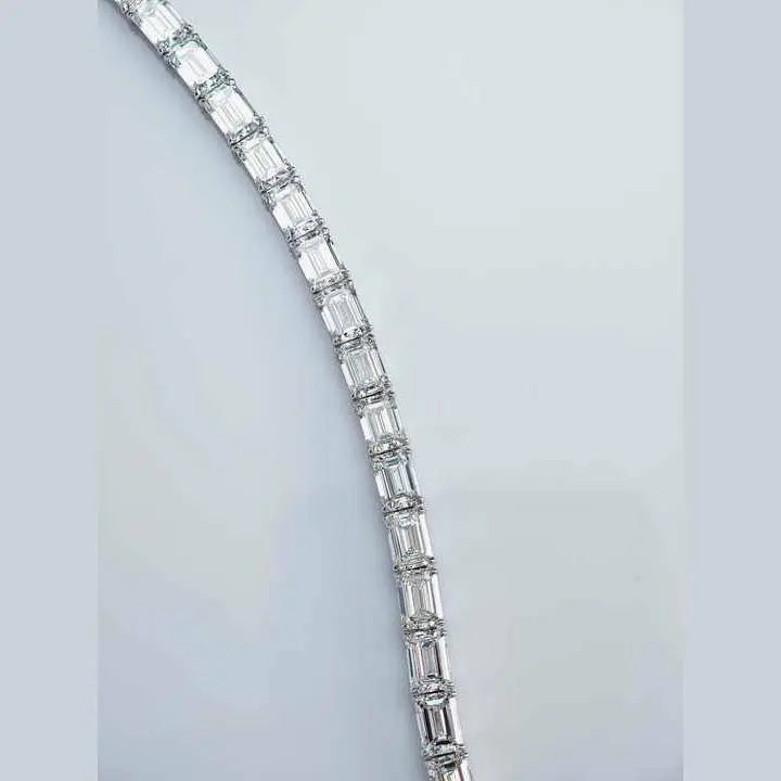 18K Gold Emerald Cut Lab Grown Diamond Tennis Chain - Future Jewelry