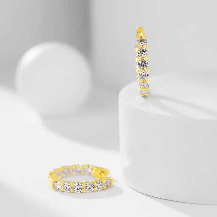 18K Gold Lab Grown Diamond Circle Huggie Earrings - Future Jewelry