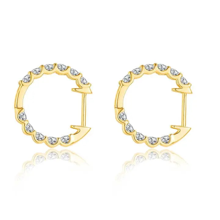 18K Gold Lab Grown Diamond Circle Huggie Earrings - Future Jewelry