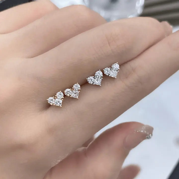 18K Gold Lab Grown Diamond Heart Stud Earrings - Future Jewelry