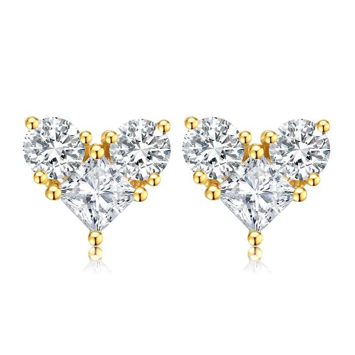 18K Gold Lab Grown Diamond Heart Stud Earrings - Future Jewelry