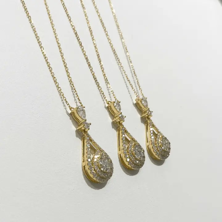 18K Gold Lab Grown Diamond Pear Pendant Necklace - Future Jewelry