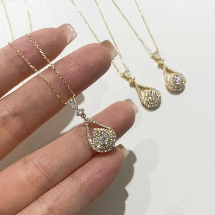 18K Gold Lab Grown Diamond Pear Pendant Necklace - Future Jewelry
