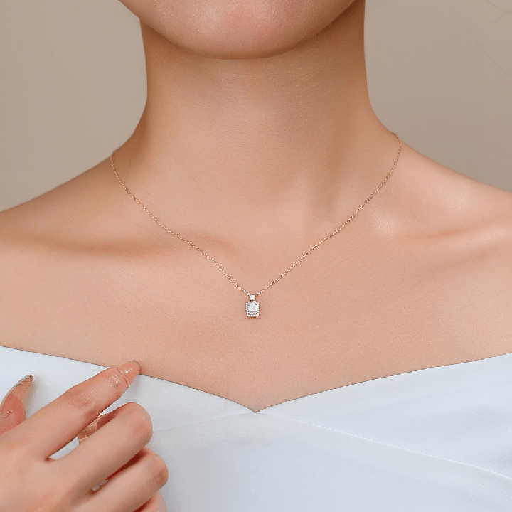 18K Gold Lab Grown Diamond Square Pendant Necklace - Future Jewelry