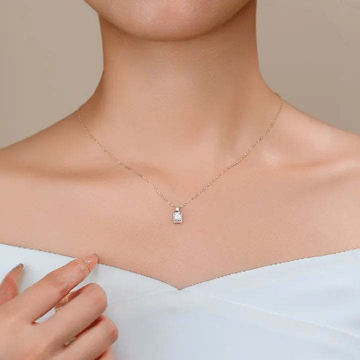 18K Gold Lab Grown Diamond Square Pendant Necklace - Future Jewelry