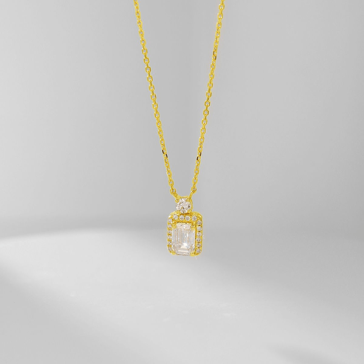 18K Gold Lab Grown Diamond Square Pendant Necklace - Future Jewelry