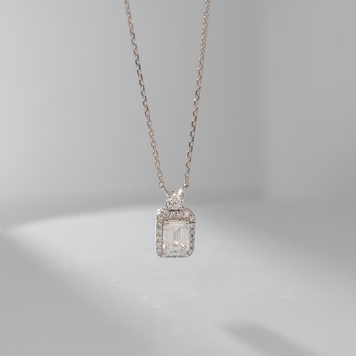 18K Gold Lab Grown Diamond Square Pendant Necklace - Future Jewelry