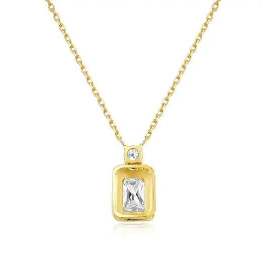 18K Gold Lab Grown Diamond Square Pendant Necklace - Future Jewelry