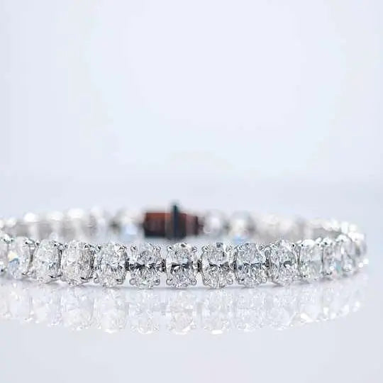 18K Oval Cut Lab Grown Diamond Tennis Chain - Future Jewelry