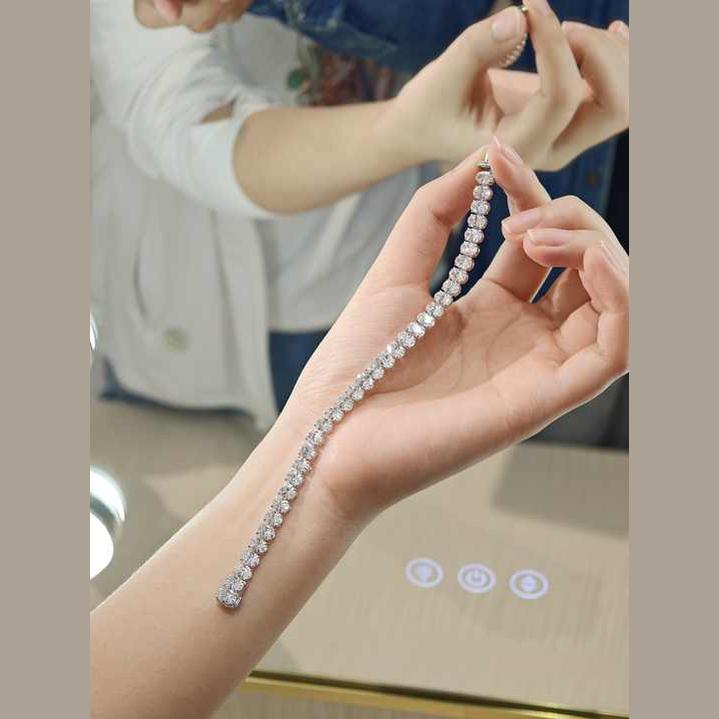 18K Oval Cut Lab Grown Diamond Tennis Chain - Future Jewelry