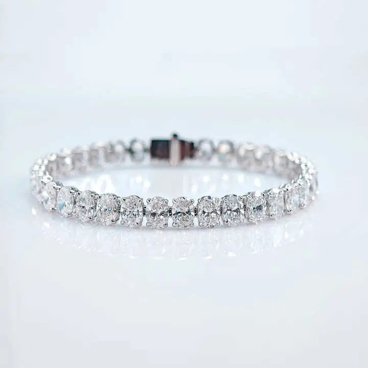 18K Oval Cut Lab Grown Diamond Tennis Chain - Future Jewelry