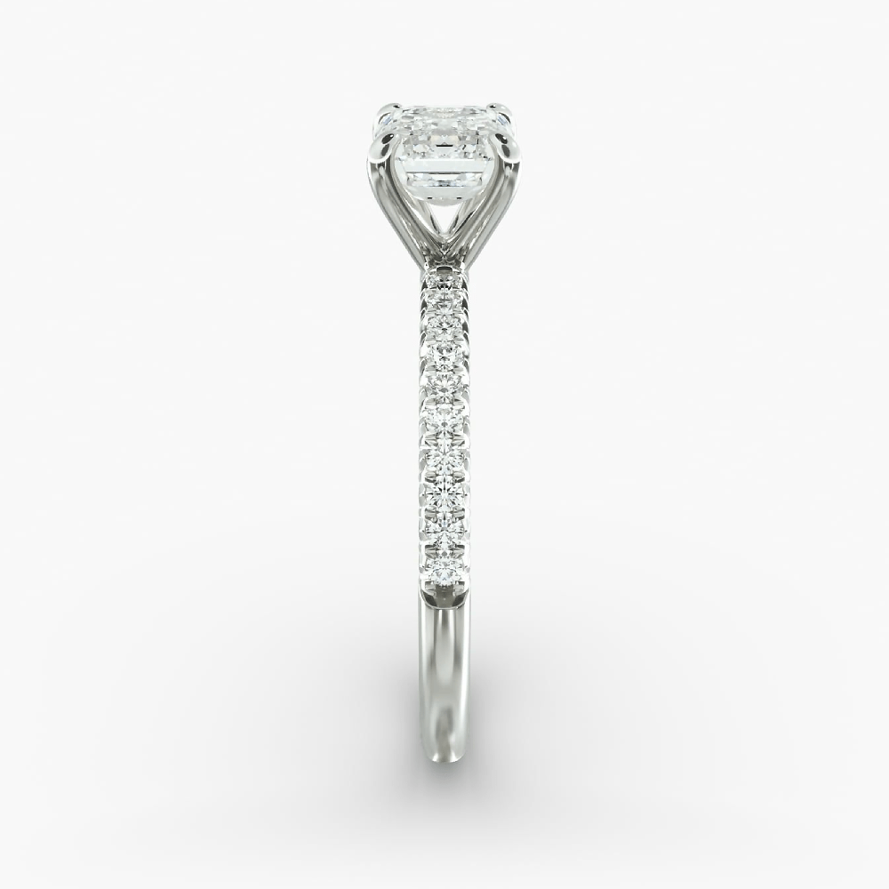 18K White Gold 1.30 Ct Emerald Cut Lab Grown Diamond Engagement Ring IGI - Future Jewelry